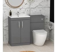 Royal Bathrooms 1100mm Indigo Grey Gloss 2 Doors Furniture Pack With Minimalist Basin & Slim Elva Back To Wall Toilet