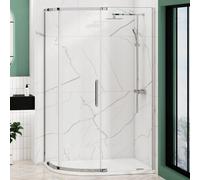 Royal Bathrooms 1200 X 900mm Single Door Offset Quadrant Shower Enclosure With Lh Stone Tray 8mm Easy Clean Glass, 1950mm Tall - Chrome