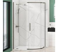 Royal Bathrooms 1200 X 900mm Single Door Offset Quadrant Shower Enclosure With Rh Stone Tray 8mm Easy Clean Glass, 1950mm Tall - Gun Metal Grey