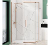 Royal Bathrooms 1200 X 900mm Single Door Offset Quadrant Shower Enclosure With Rh Stone Tray 8mm Easy Clean Glass, 1950mm Tall - Brushed Bronze