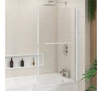 Royal Bathrooms 1400mm L-Shaped Chrome Shower Fixed Bath Screen With Towel Rail & Panel 6mm Toughened Safety Glass