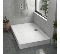 Royal Bathrooms 1500 X 800mm Rectangular Stone Shower Enclosure Tray With Riser Kit Gloss White 30mm Slimline