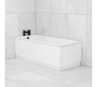 Royal Bathrooms 1600 x 700mm Single Ended Straight Shower Bath White Gloss Soaking Bathtub, Acrylic Baths for Bathrooms, Adjustable Feet Leg Set - Square