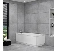 Royal Bathrooms 1700 x 750mm Single Ended Straight Shower Bath White Gloss Soaking Bathtub, Acrylic Baths for Bathrooms, Adjustable Feet Leg Set - Round