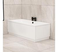 Royal Bathrooms 1800 x 800mm Double Ended Straight Shower Bath White Gloss Soaking Bathtub, Acrylic Baths for Bathrooms, Adjustable Feet Leg Set - Square