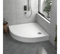 Royal Bathrooms 700 X 700mm Quadrant Stone Shower Enclosure Tray With Riser Kit Gloss White 40mm Slimline