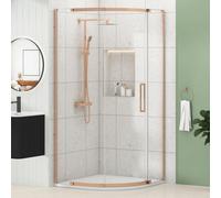Royal Bathrooms 800mm Single Door Quadrant Shower Enclosure With White Stone Tray Corner Cubicle 8mm Easy Clean Glass 1950mm Tall - Brushed Bronze