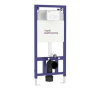 Royal Bathrooms Aqua Wall Hung Toilet Frame With Dual Flush Concealed Cistern & Square White Plate