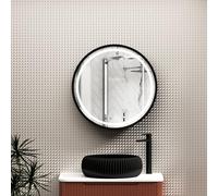 Royal Bathrooms Avenza 600 x 600mm Wall Mounted Bathroom Cabinet Mirror with LED Lights Matt Black Framed Illuminated Frontlit 3 Colors Anti-Fog