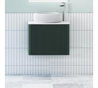 Royal Bathrooms Avenza 600mm Deep Moss Green Wall Hung Bathroom Countertop Vanity Unit 1 Drawer With Milan Basin