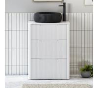 Royal Bathrooms Avenza 600mm Matte White Floor Standing Countertop Bathroom Vanity Unit 3 Drawer With Milan Black Basin