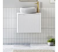 Royal Bathrooms Avenza 600mm Matte White Wall Hung Bathroom Countertop Vanity Unit 1 Drawer With Milan Basin