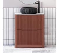 Royal Bathrooms Avenza 600mm Terracotta Clay Floor Standing Countertop Bathroom Vanity Unit 2 Drawer With Milan Black Basin