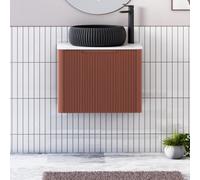 Royal Bathrooms Avenza 600mm Terracotta Clay Wall Hung Bathroom Countertop Vanity Unit 1 Drawer With Milan Black Basin