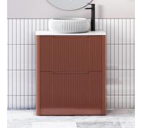 Royal Bathrooms Avenza 800mm Terracotta Clay Floor Standing Countertop Bathroom Vanity Unit 2 Drawer With Milan Basin