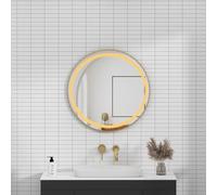 Royal Bathrooms Capri 600x600mm Round LED Front Lit Mirror - Brushed Brass Finish with Touch Sensor, Modern Elegance for Bathrooms