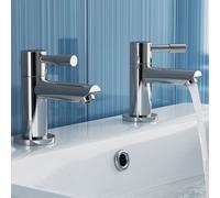 Royal Bathrooms Cascade Series 2 Twin Basin Mixer Tap Elegant Design With Push Button Waste - Chrome