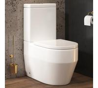 Royal Bathrooms Contemporary Aspen Close Coupled Rimless Toilet with Dual Flush Cistern, Quick Release Soft Close Seat, White Ceramic D-Shaped Round WC Pan