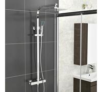 Royal Bathrooms Cube Chrome Square Exposed Thermostatic Bar Mixer With Shower Set Shower Head And Handheld