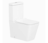 Royal Bathrooms Elena Close Coupled Rimless Toilet Gloss White Square Pan With Slim Soft Close Seat & Dual Flush Cistern