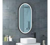 Royal Bathrooms Elite 450 x 900mm Black LED Illuminated Framed Capsule Bathroom Mirror - Anti-Fog