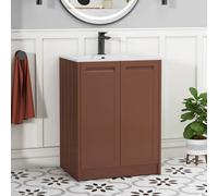 Royal Bathrooms Elmore 600mm Traditional Floor Standing 2 Door Bathroom Vanity Unit With Sintered Stone Basin Sink Terracotta Clay