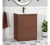 Royal Bathrooms Elmore 600mm Traditional Floor Standing 2 Drawer Bathroom Vanity Unit With Ceramic Basin - Terracotta Clay