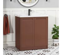 Royal Bathrooms Elmore 700mm Floor Standing 2 Door Bathroom Vanity Unit With Traditional Ceramic Basin Sink - Terracotta Clay