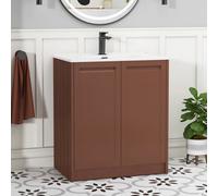 Royal Bathrooms Elmore 700mm Traditional Floor Standing 2 Door Bathroom Vanity Unit With Ceramic Basin - Terracotta Clay