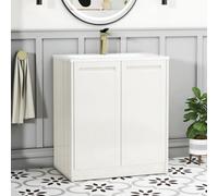 Royal Bathrooms Elmore 700mm Traditional Floor Standing 2 Door Bathroom Vanity Unit With Matt Stone Basin Sink - Classic White