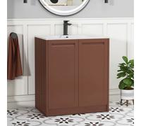 Royal Bathrooms Elmore 700mm Traditional Floor Standing 2 Door Bathroom Vanity Unit With Sintered Stone Basin Sink Terracotta Clay