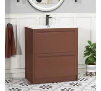 Royal Bathrooms Elmore 700mm Traditional Floor Standing 2 Drawer Bathroom Vanity Unit With Ceramic Basin - Terracotta Clay