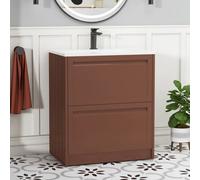 Royal Bathrooms Elmore 700mm Traditional Floor Standing 2 Drawer Bathroom Vanity Unit With Matte Stone Basin - Terracotta Clay