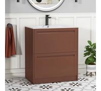 Royal Bathrooms Elmore 700mm Traditional Floor Standing 2 Drawer Bathroom Vanity Unit With Sintered Stone Basin - Terracotta Clay