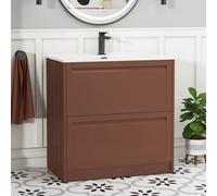 Royal Bathrooms Elmore 800mm Traditional Floor Standing 2 Drawer Bathroom Vanity Unit With Ceramic Basin Sink - Terracotta Clay