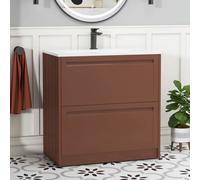 Royal Bathrooms Elmore 800mm Traditional Floor Standing 2 Drawer Bathroom Vanity Unit With Matte Stone Basin - Terracotta Clay