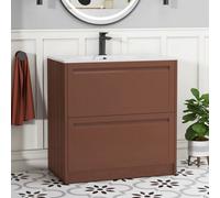 Royal Bathrooms Elmore 800mm Traditional Floor Standing 2 Drawer Bathroom Vanity Unit With Sintered Stone Basin - Terracotta Clay