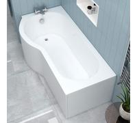 Royal Bathrooms Elva 1700 X 850mm Acrylic Left Hand P-Shaped Shower Gloss White Bathtub With Leg Set