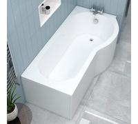 Royal Bathrooms Elva 1700 X 850mm Acrylic Right Hand P-Shaped Shower Gloss White Bathtub With Front & End Panel