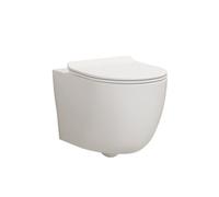 Royal Bathrooms Elva Rimless Wall Hung Toilet Gloss White Round Pan With Slim Soft Close Seat