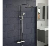 Royal Bathrooms Grace Chrome Round Exposed Thermostatic Bar Mixer With Shower Set Shower Head And Handheld