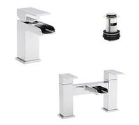 Royal Bathrooms Kartell Phase Bath Filler And Mono Basin Mixer Tap With Free Waste Solid Brass Bathroom Set-Chrome