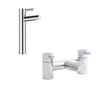 Royal Bathrooms Kartell Plan High Top Mono Basin Mixer Tap And Bath Filler Solid Brass Bathroom Set With Chrome Finish