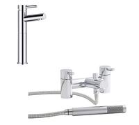 Royal Bathrooms Kartell Plan With Tall Mono Basin Mixer And Bath Shower Mixer Solid Brass Bathroom Set Tap-Chrome