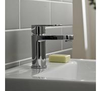 Royal Bathrooms Logik Mono Basin Mixer Tap Contemporary Design With Push Button Waste - Chrome