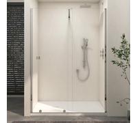Royal Bathrooms Luton 1400 X 800mm Wet Room Recessed Sliding Shower Screen 8mm Easy Clean Nano Glass With White Stone Shower Tray, 1950mm Tall