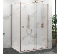 Royal Bathrooms Luton 1600 X 760mm Wet Room Sliding Shower Screen Door With Side Panel 8mm Easy Clean Glass, 1950mm Tall - Brushed Bronze