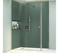 Royal Bathrooms Luton 1600 X 760mm Wet Room Sliding Shower Screen Door With Side Panel 8mm Easy Clean Glass, 1950mm Tall & Support Arm