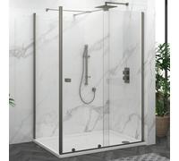 Royal Bathrooms Luton 1600 X 760mm Wet Room Sliding Shower Screen Door With Side Panel 8mm Easy Clean Glass, 1950mm Tall - Metal Grey