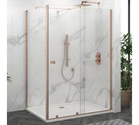 Royal Bathrooms Luton 1600 X 760mm Wet Room Sliding Shower Screen Enclosure With Tray 8mm Easy Clean Glass, 1950mm Tall - Brushed Bronze
